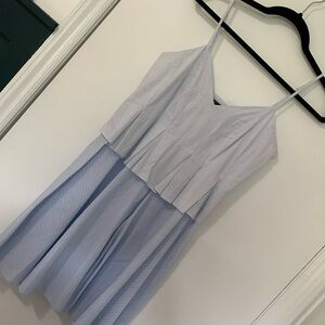 Blue pinstriped babydoll peplum dress by Romeo + Juliet